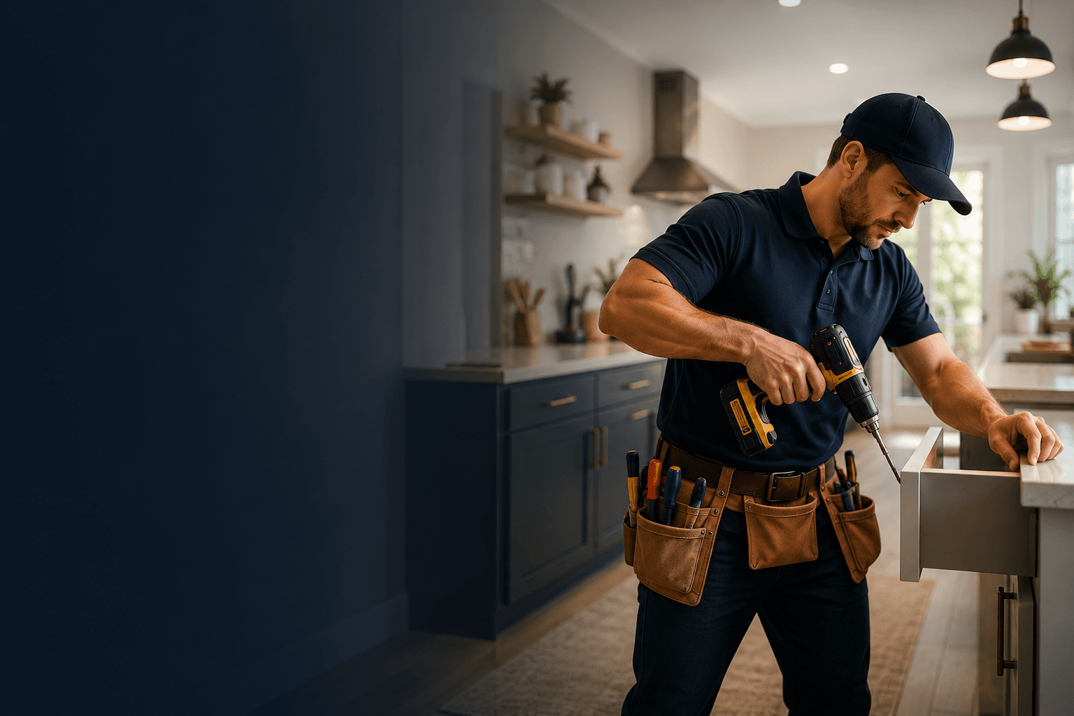 Contractor working inside a residential kitchen